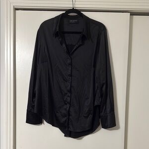 Lane Bryant Black Satin Blouse
